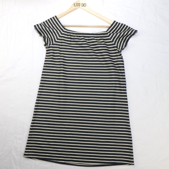 MADEWELL OFF-THE-SHOULDER STRIPED COTTON DRESS - Picture 1 of 8